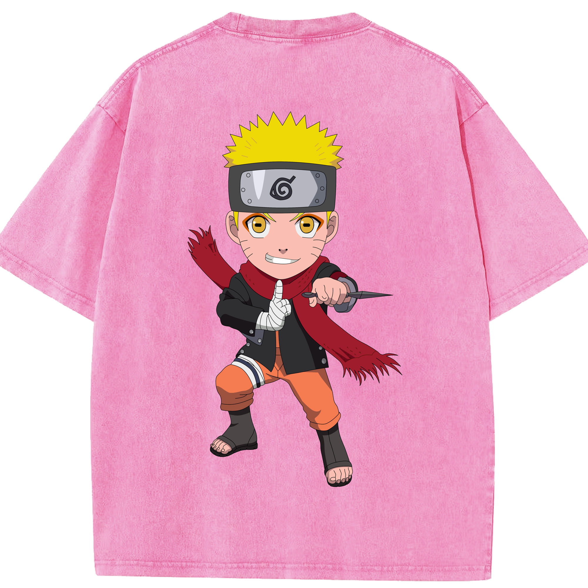 （画像用） NARUTO -ナルト- うずまき ナルト Uzumaki Naruto 綿100% ヴィンテージ風 半袖Tシャツ（背面プリント）